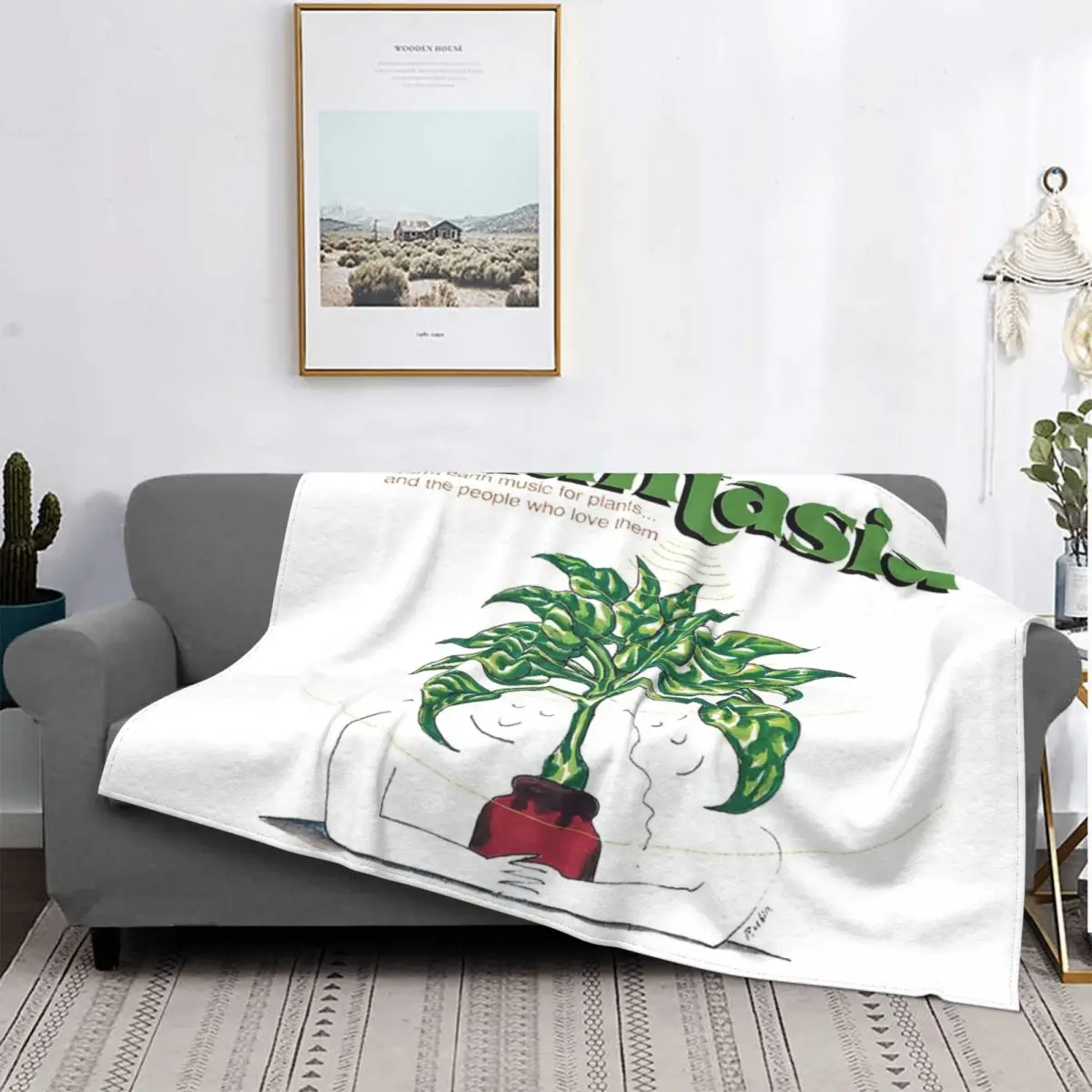 

Manta Mort Garson Plantasia, colcha de cama a cuadros, colcha de lino con capucha, 135