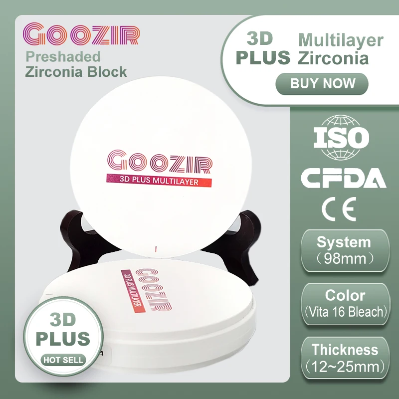 Goozir 3D plus muitilayer high quality 98mm prepainted zirconia blocks