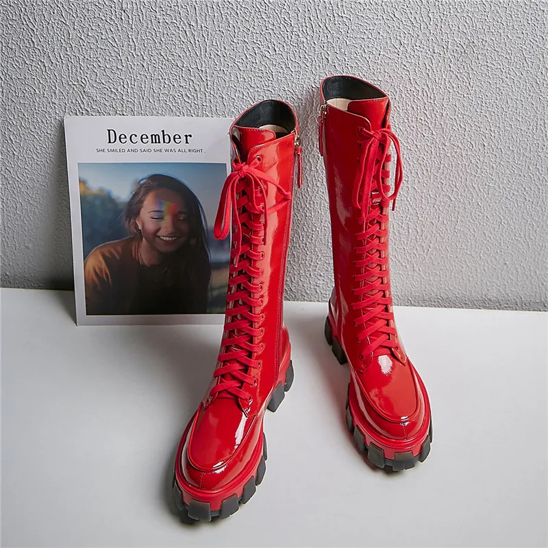 Ботинки мотоциклетные на толстой плоской платформе повседневные однотонные