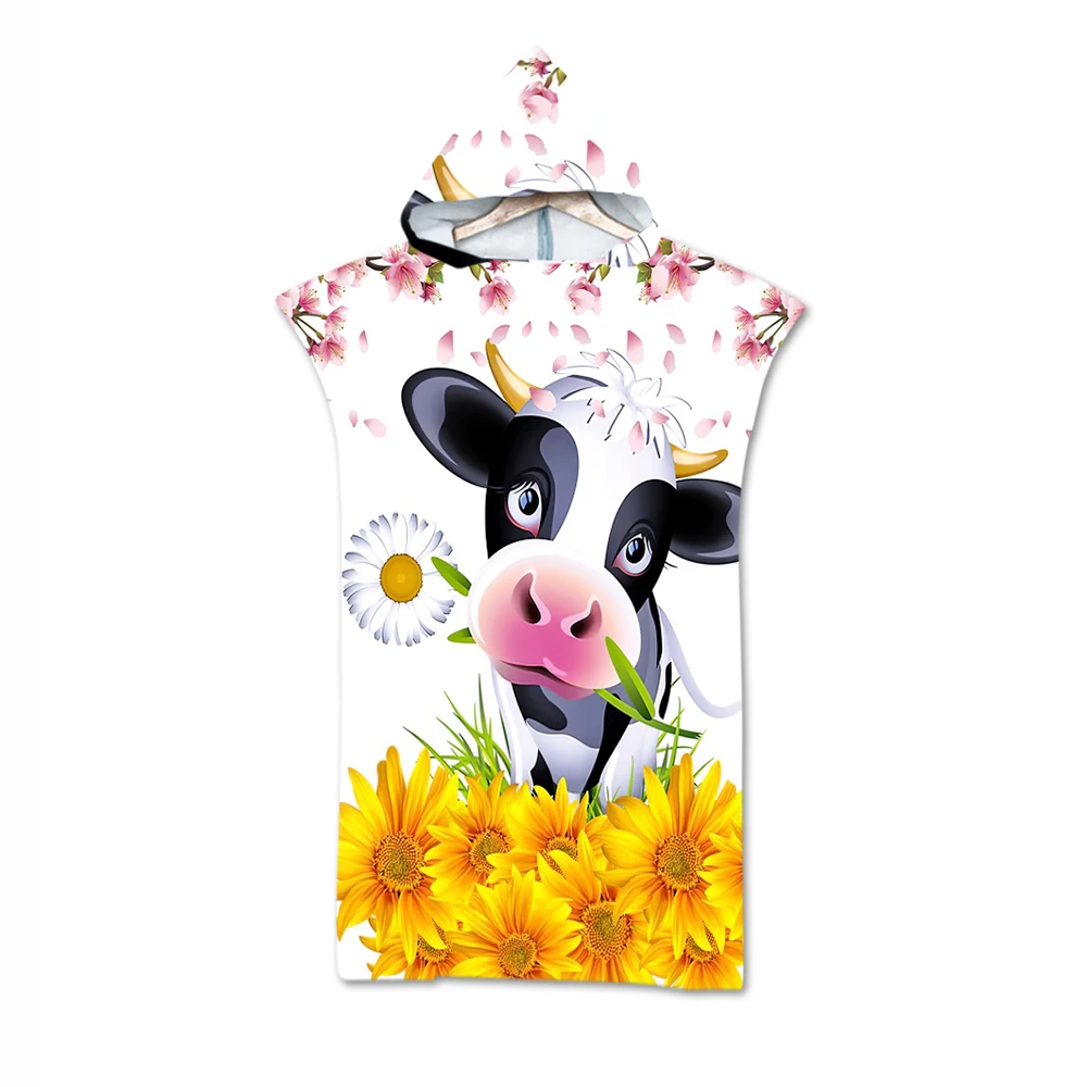 

Microfiber Changing Robe Bath Towel Outdoor Hooded Wetsuit Print Elephant Beach Towel Poncho Bathrobe Cloak For Adult Swimming