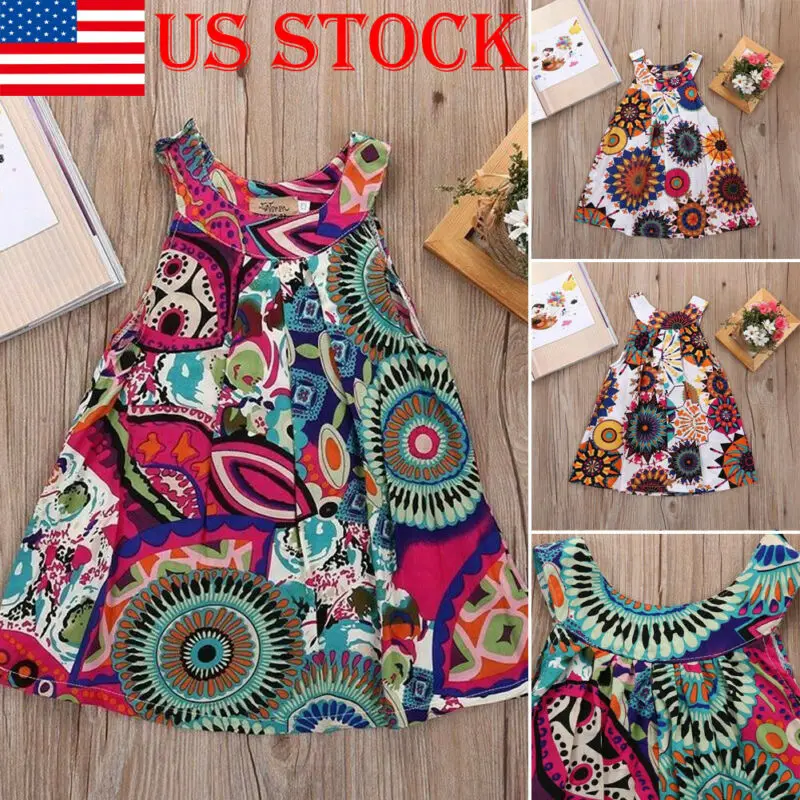 Американские вечерние платья без рукавов с цветочным принтом для маленьких