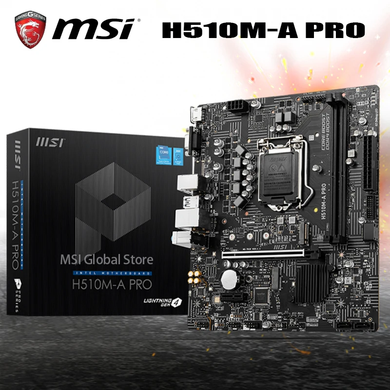 Online LGA 1200 MSI H510M-A PRO Motherboard Unterstützung Intel 11th-Gen 10th-Gen Cpu DDR4 64GB PCI-E 4,0 M.2 Desktop Intel H510 Mainboard