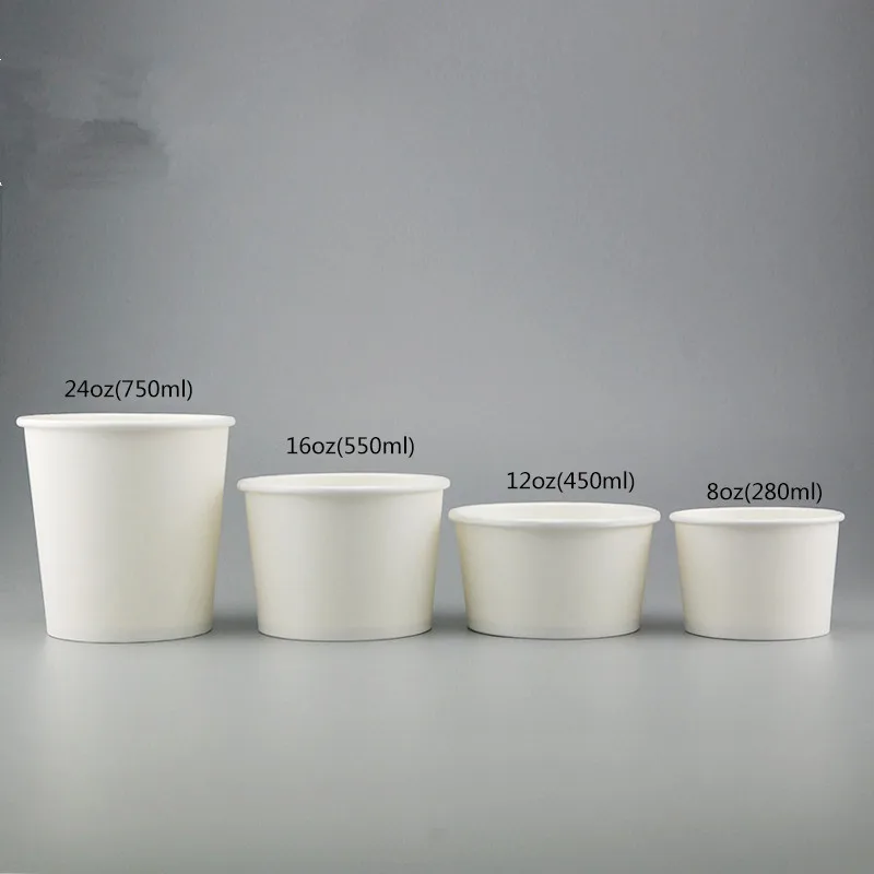 Круглая белая бумажная миска для упаковки мороженого торта десерта пищевой