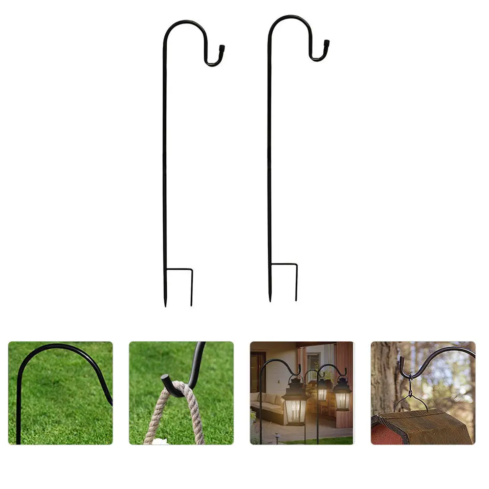 

2pcs Shepherd Hooks Iron Hook Garden Ground Rod Handicraft Stand Hanger