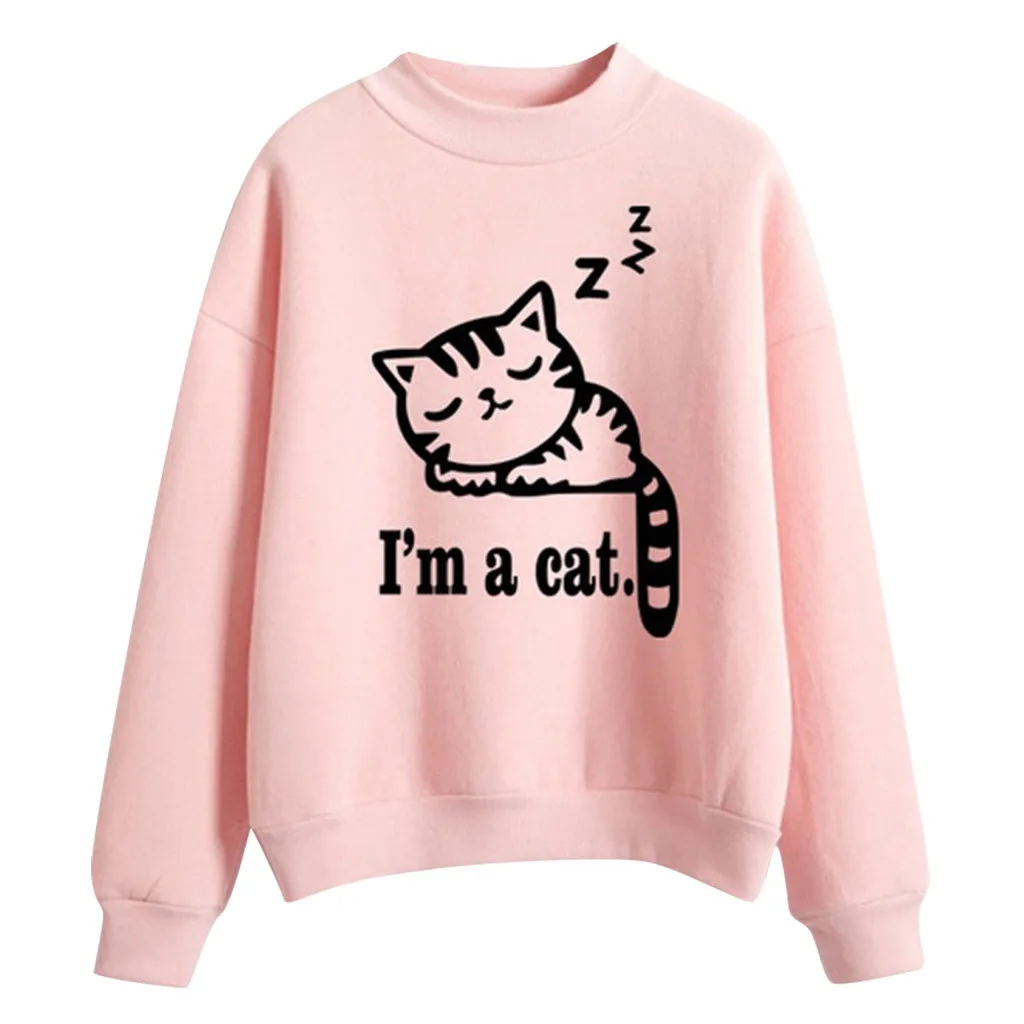 Толстовки с принтом кота новинка 2019 весна осень модные толстовки для женщин