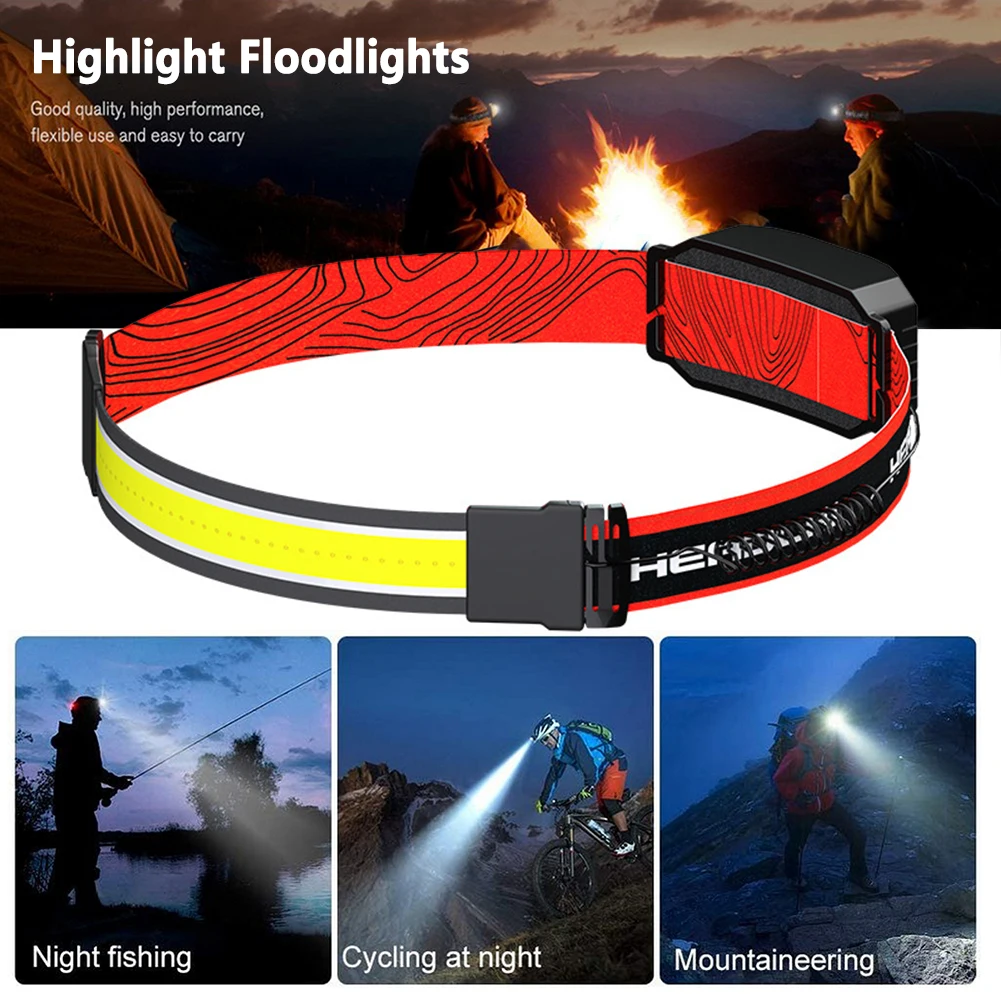 

COB LED Headlamp Flashlight Waterproof 3 Modes 400LM Outdoor Flood Lighting Warning Headlight Light Torch for Fishing Cycling