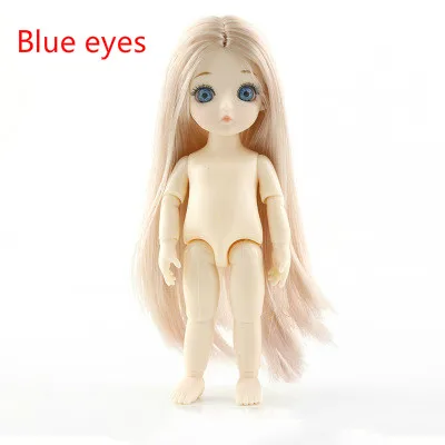 gold1-blue Голубые глаза Bjd мульти-шарнирная кукла 1/12 13 шарнирная Bjd Кукла 16 см голубые глаза оригинальные куклы принцессы для девочек Подарки на день рождения игрушки для детей - Цвет: gold1-blue