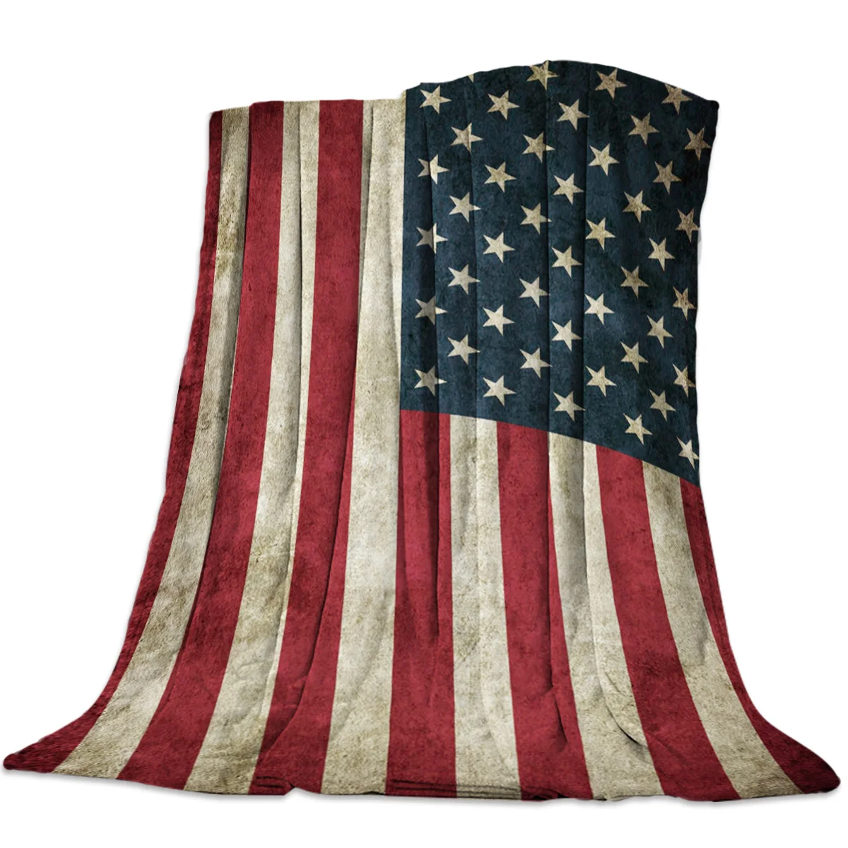 Винтажное одеяло с американским флагом Фланелевое флисовое покрывало для