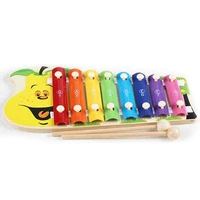 rod bell metal wood toys musical instrument cartoon dragged wooden piano baby hand children kids educational toy infant playing
