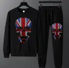 Спортивный костюм мужской из 2 предметов, кофта с капюшоном и штаны с бриллиантами, комплект одежды для спорта, уличная одежда