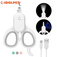 pet nail clippers usb charging blood proof line led light to illuminate stainless steel nail scissors for cat dog claw cutter