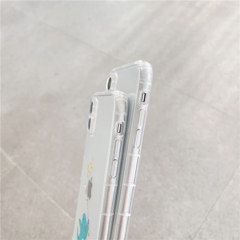 

Cute Cartoon Animal Dinosaur Couple Phone Case For iPhone 11 Pro Max X XS XR 7 8 plus 12 Mini Transparent Soft Shockproof Cover