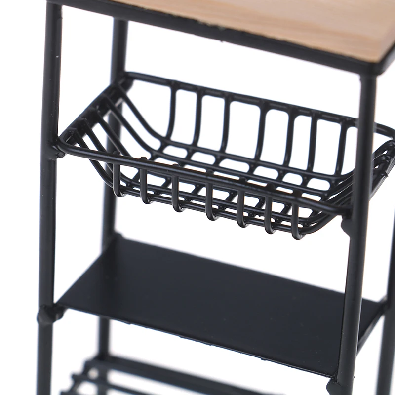 

1:12 Doll House Accessories Mini Black Kitchen Side Cabinet Miniature Display Shelf Accessories Kitchen Dining Cabinet Kids Toy