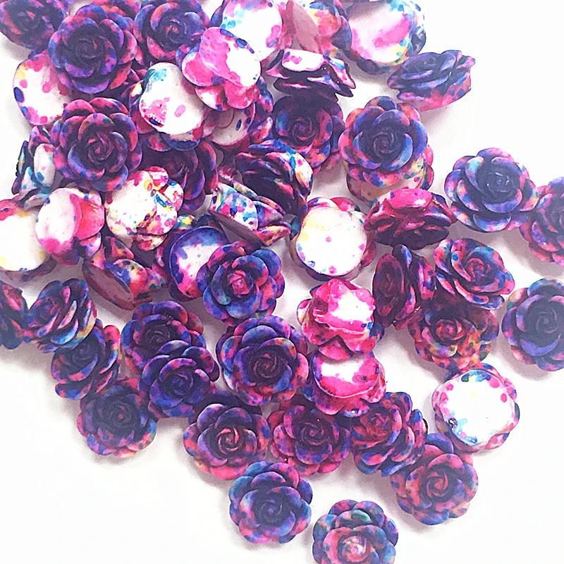 

100Pcs 14mm Resin Flowers Decorations Crafts Flatback Cabochon Embellishments Diy Accessories