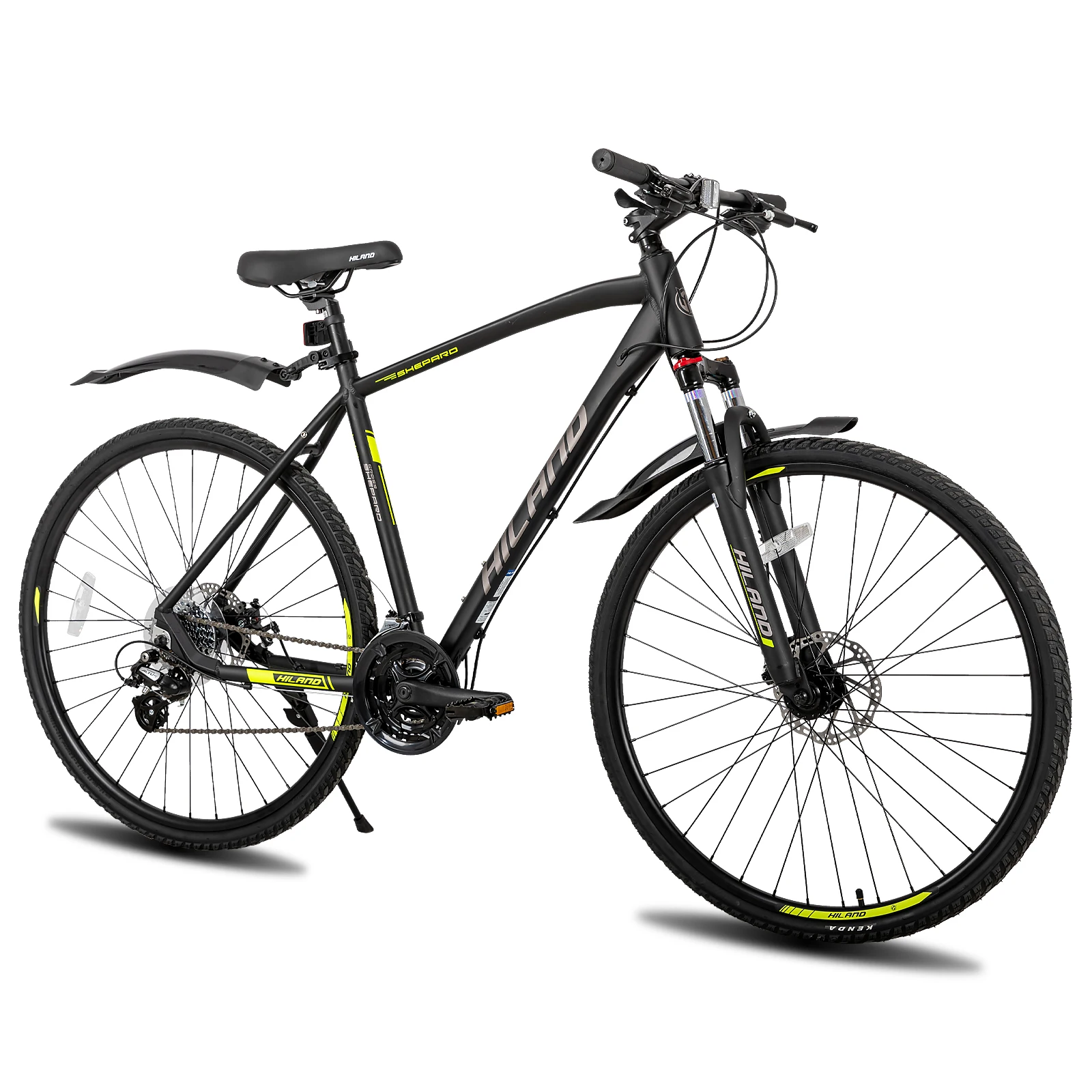 Hiland 700C bicicletta ibrida in alluminio 24 velocità con sospensione di blocco forcella freno a disco City Commuter Comfort Bike