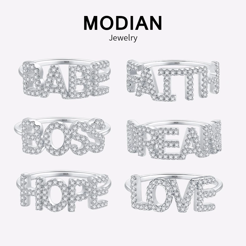 Modian горячая Распродажа Настоящее 925 пробы Серебряное очаровательное кольцо на палец с надписью элегантное модное кольцо для женщин Серебряное ювелирное изделие
