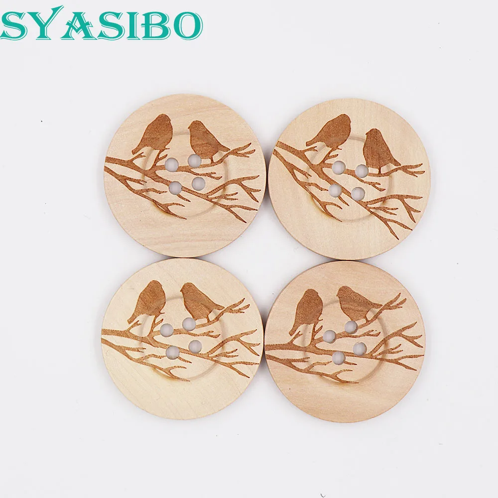 Деревянные швейные пуговицы с 4 отверстиями 40 мм 10 шт./лот моющиеся