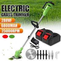 288v cordless electric grass trimmer lawn mower weeds brush length adjustable cutter garden tools with 2pcs li ion battery