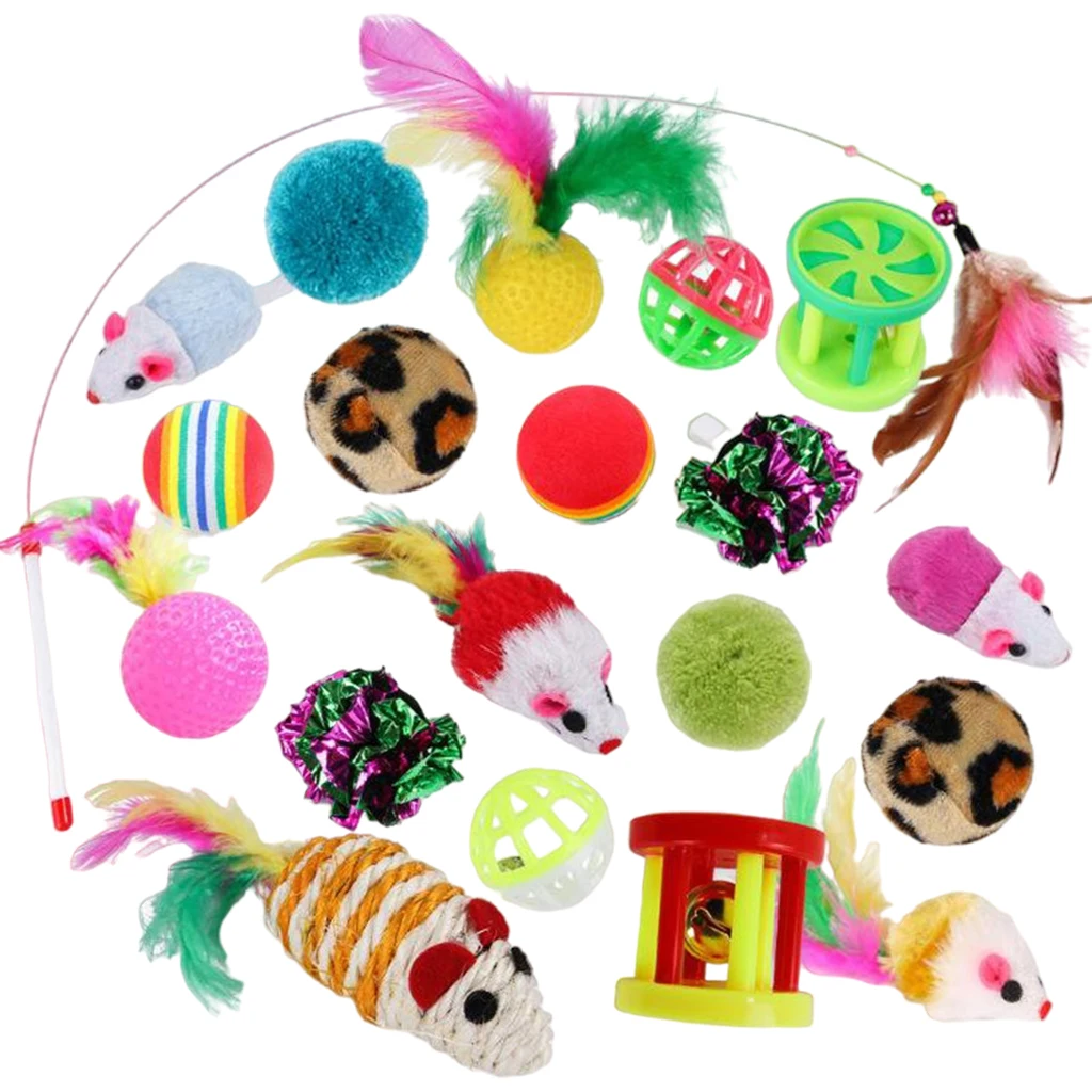 

20Pack Variety Pet Cat Interactive Toy Ball Stick Mouse Wand Set Funny Toys