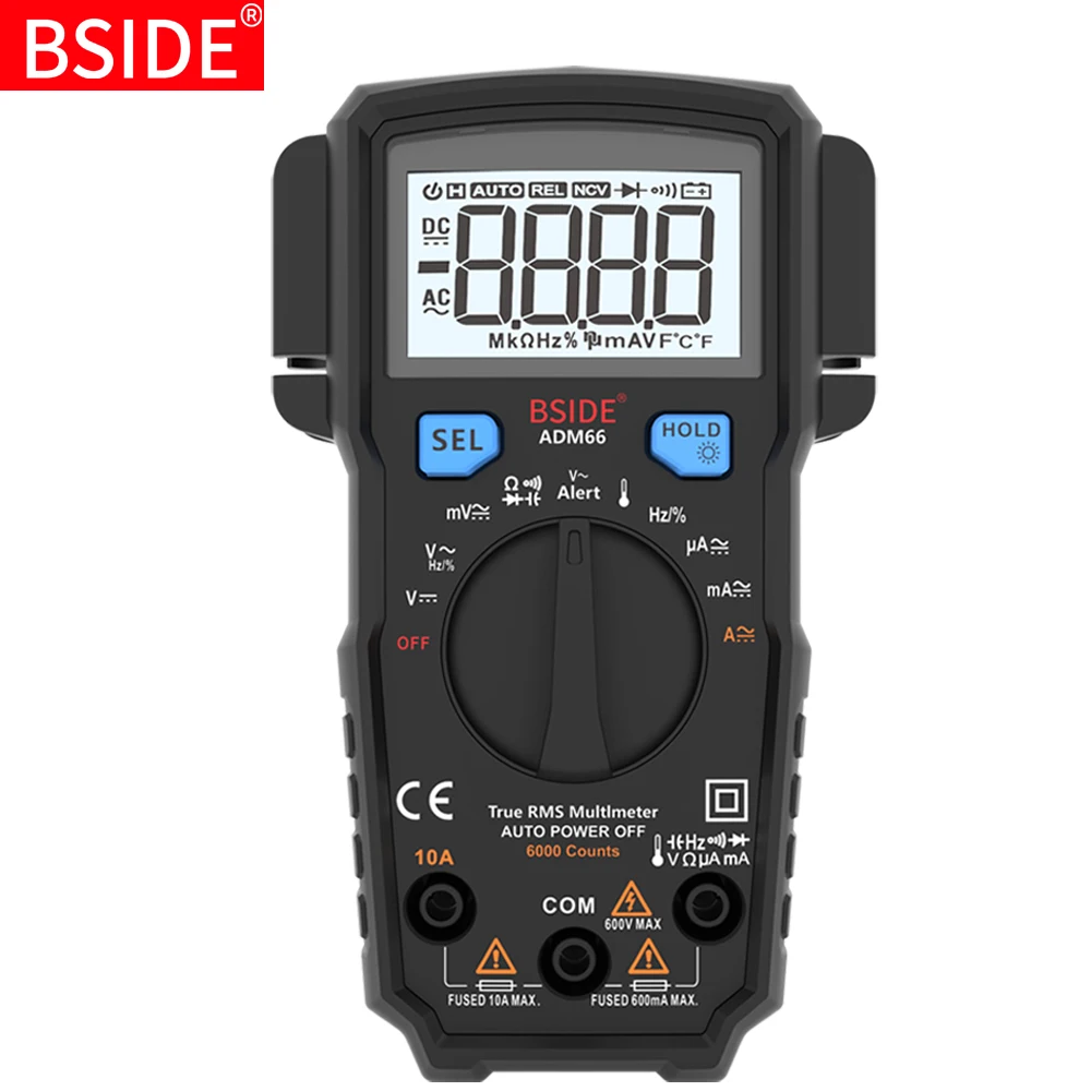 Portable Digital Multimeter BSIDE ADM66 Auto Range True RMS Multimetro DC AC Voltmeter Ammeter Thermometer Ohm diode Tester | Инструменты