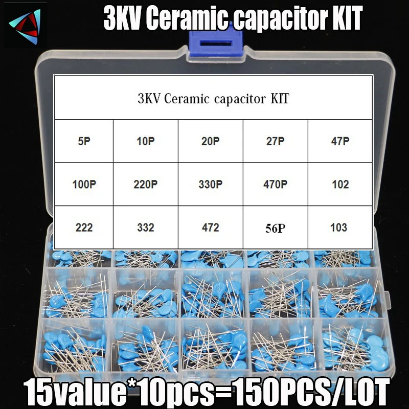 

DIY KIT 150Pcs=15Value*10Pcs 3KV Ceramic Disc Capacitor 5P 10P 22P 47P 56P 100P 150P 220P 330P 470P 102 222 332 472 103