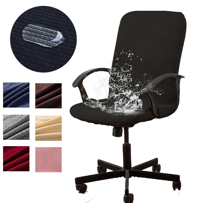 

Spandex Elastic Waterproof Computer Chair Cover Seat XL Pink Office Armchair Chairs Desk Table Chair With Zipper Black Slipcover