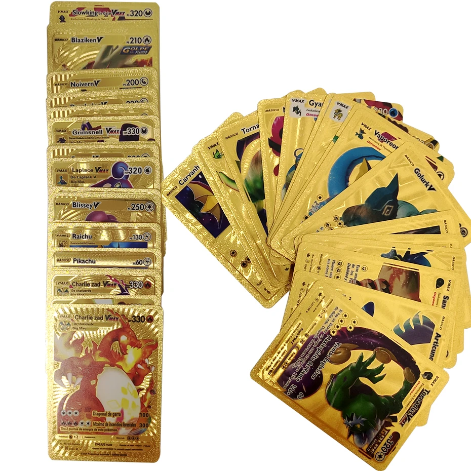 

Spanish/English Pokemon Card V Vmax GX EX PIKACHU Charizard Gold Game Collection Cards
