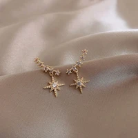 classic star zircon gold earrings for woman korean fashion jewelry gothic luxury party girls exquisite accessories sexy earring