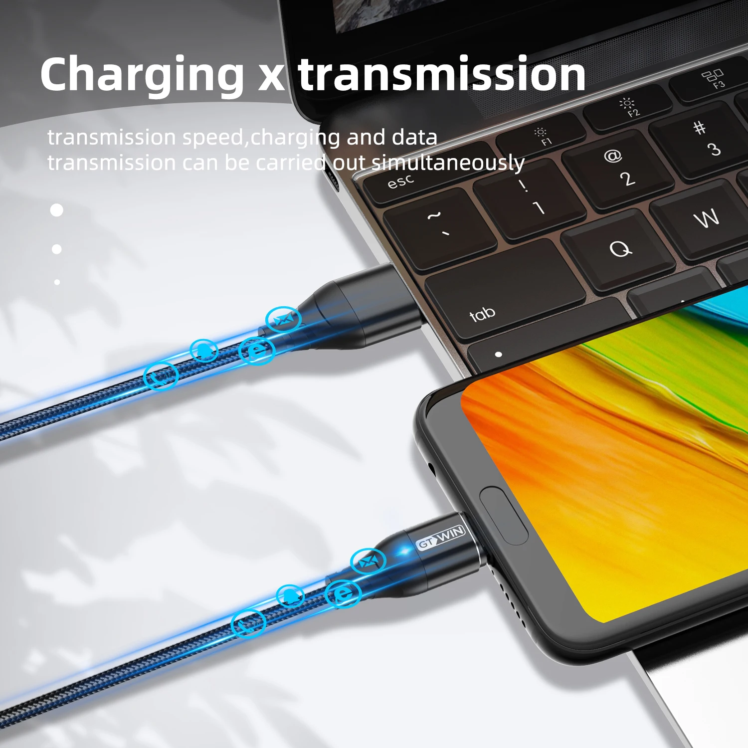 GTWIN 3A Magnetic USB Cable For iPhone iPad Pro Charger Magnet Charge Wire Type C Cable Fast Charging For Xiaomi Samsung Huawei