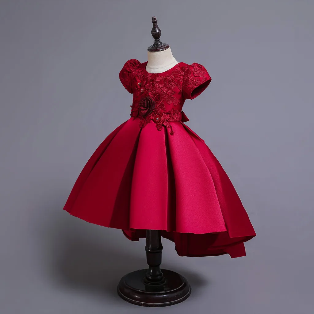 Floral Kids Girls Princess Bridesmaid Pageant Gown Birthday Party Wedding Dress Leisure Short Sleeve Round Neck | Детская одежда и