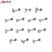 jovivi stainless steel stud ear ring clear cubic zircon ball barbell tragus cartilage helix ear studs ear piercing jewelry 16gg
