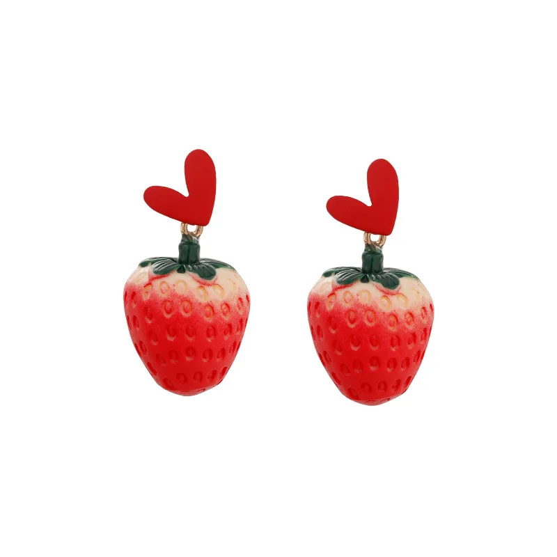 

Cute Cartoon Earrings Student Cute Sweet Fruit Ear Studs Earrings Female Strawberry Ear Rings Accessories Fashion Jewelry