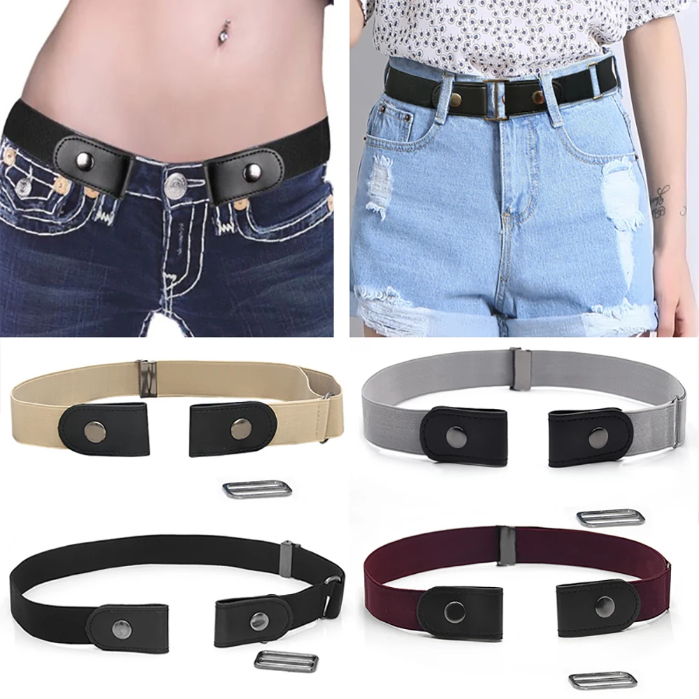 

No Buckle Stretch Belt Buckless Belt Invisible Solid Color Elastic Waist Belt Unisex For Jeans Pants For Women Men