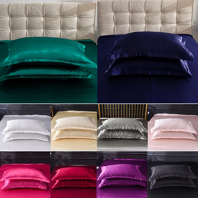 

48x74cm Silk Pillow Cases Waist Cushion Cover Bedding Sofa Pad Home Decoration Rectangle Solid Color Pillow Covers Quality D30