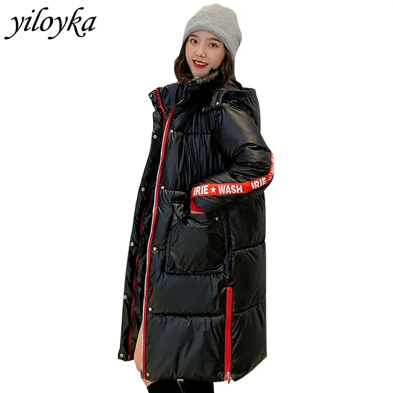 Блестящая Водонепроницаемая Женская куртка с капюшоном яркая парка