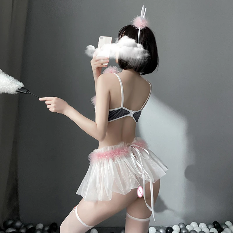 

OJBK Red Christmas Cosplay Costumes Lace Up Plush Sexy Bodysuit with Stocking Outfit Hollow Temptation Uniform Suit 2020 New