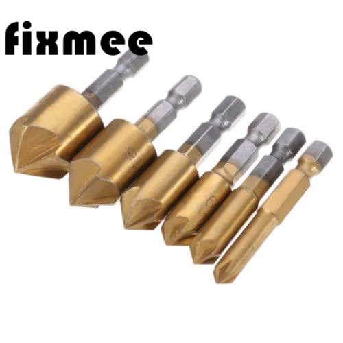 6 шт. набор сверл для зенковки 1/4 &quotшестигранный хвостовик HSS 5 Флейта Зенковка 90