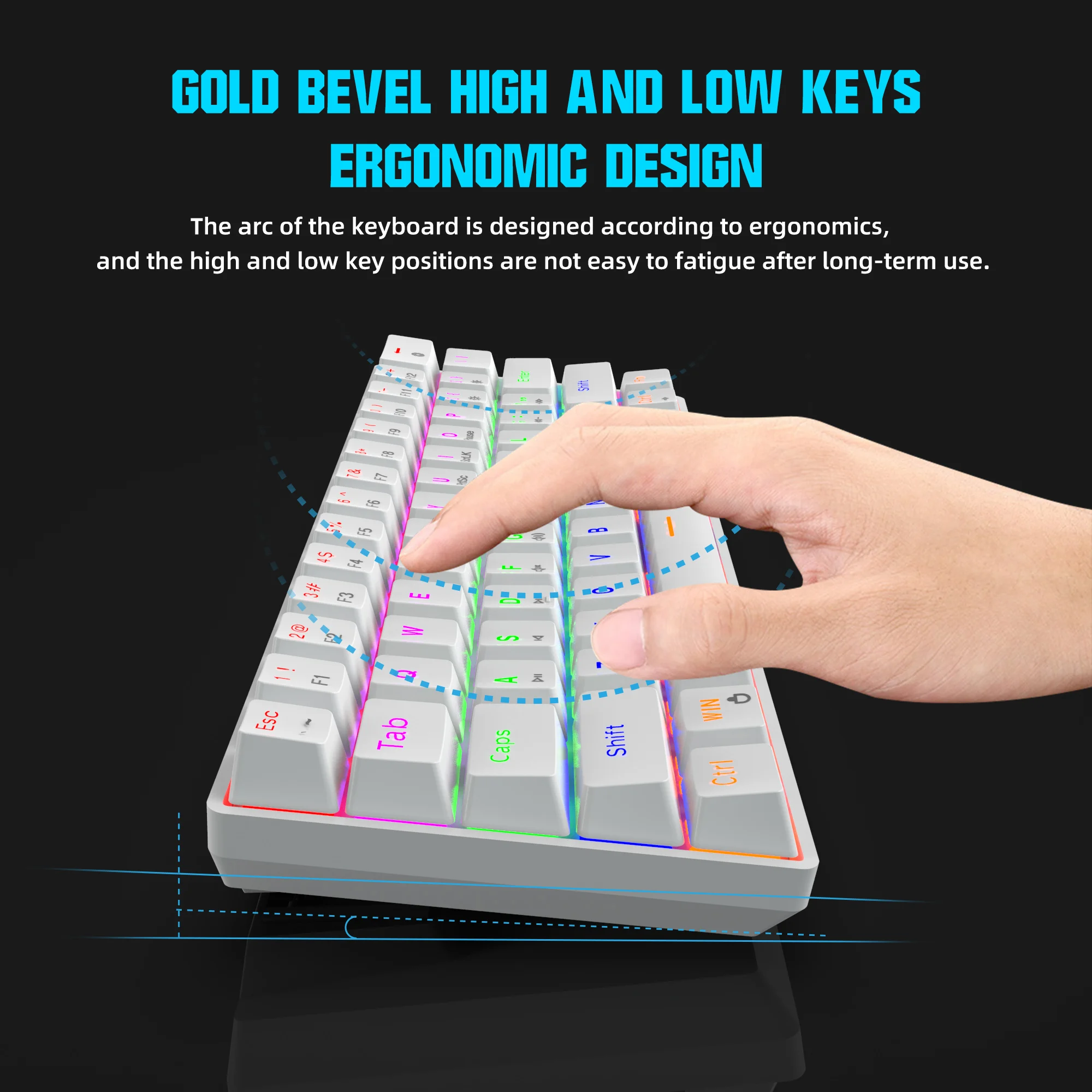 gaming mechanical keyboard blue red switch 61 key wired keyboard anti ghosting rgb mix backlit led usb for gamer pc laptop free global shipping