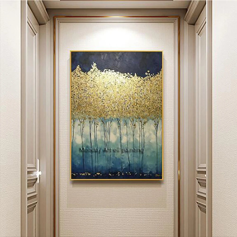 Поп арт Ручная роспись 3D нож Золотая картина маслом на холсте свадебное