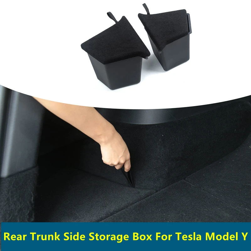 

For Tesla Model Y Rear Trunk Side Storage Box Car Accessories Interior Modification Organizer Bins Side Storage Packets Bins