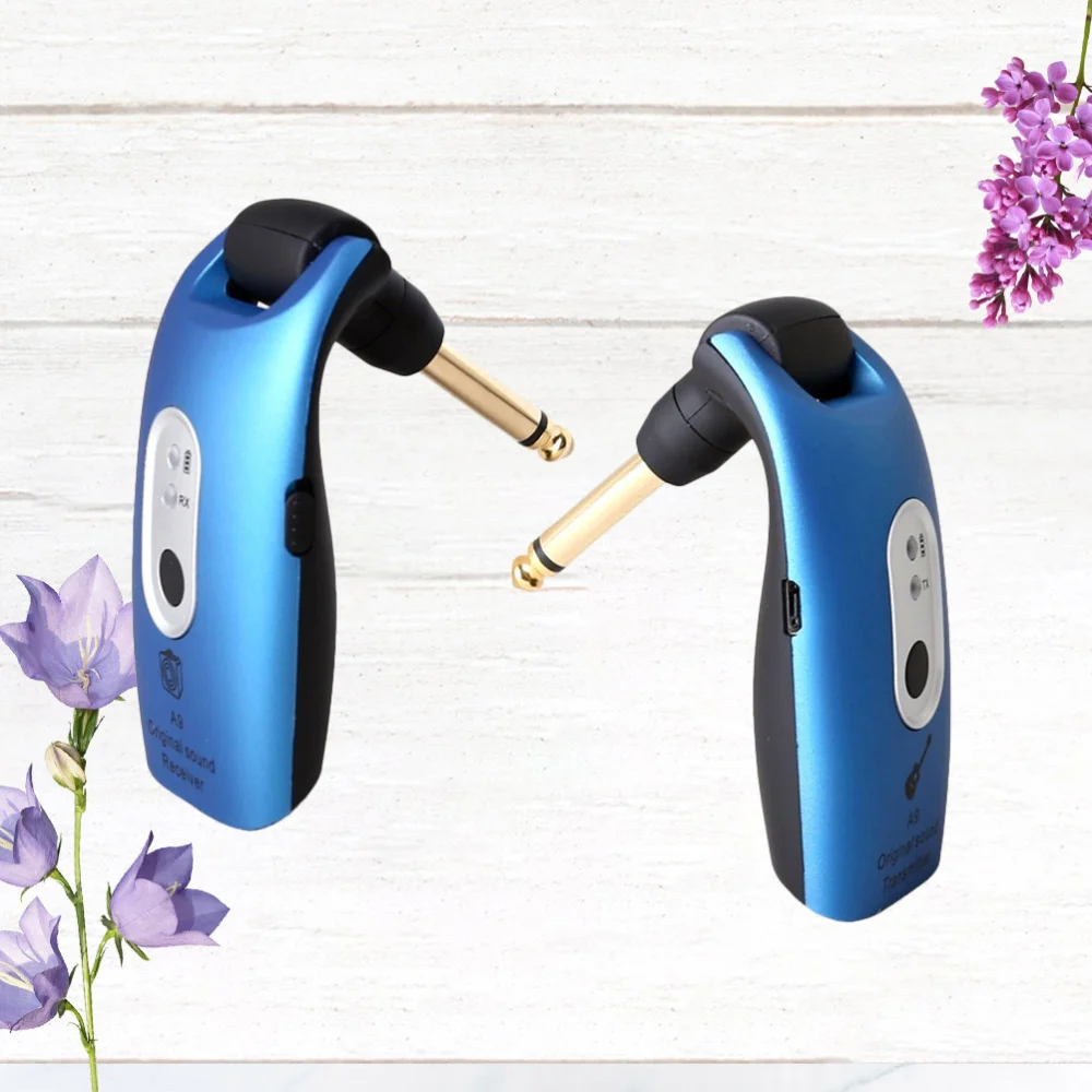 

2.4GHz Wireless Guitar Receiver USB Rechargeable Professional Transmitter Transmitting System for Electric Guitar (Blue)