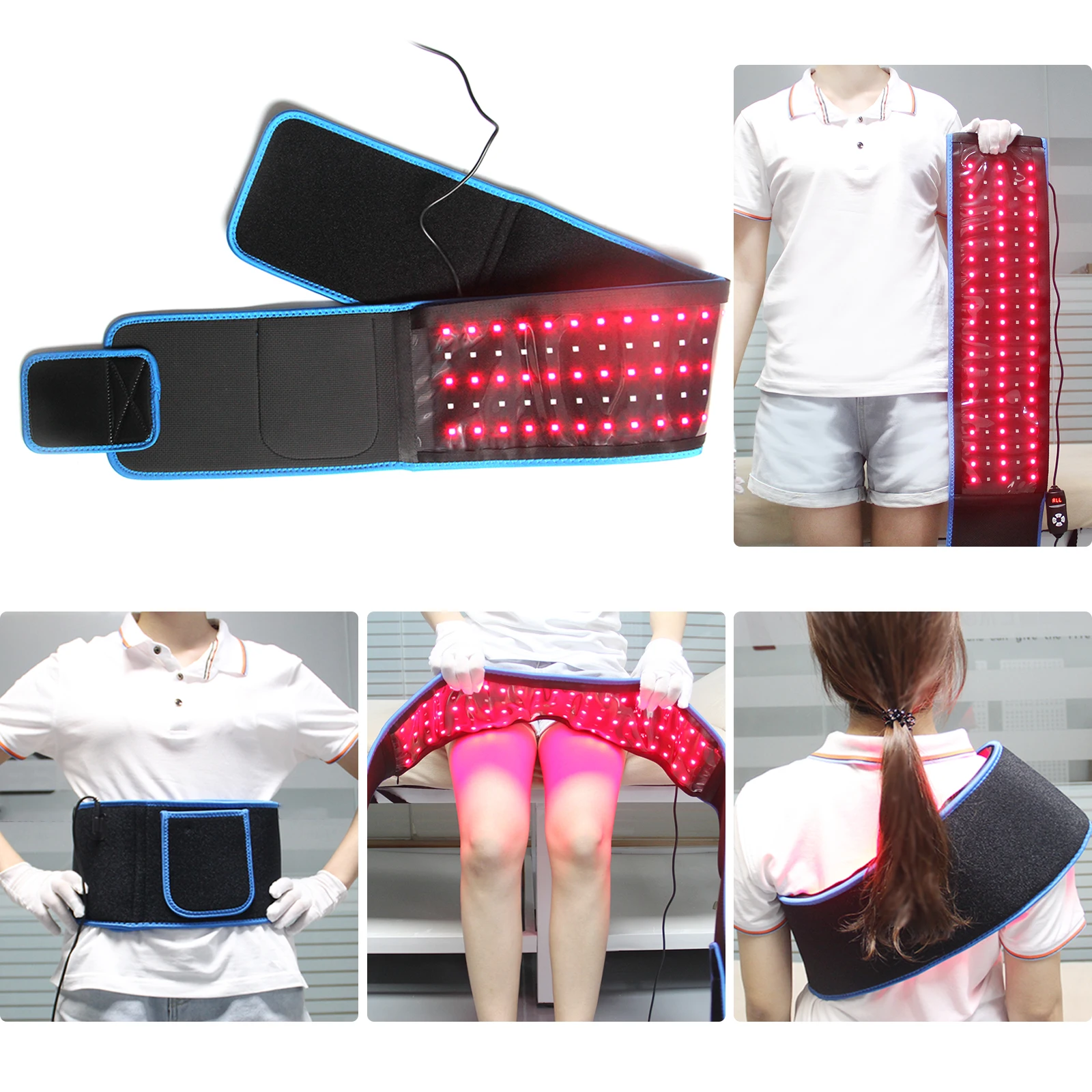 Red Infrared Light Therapy Belt for Pain Relief Home Use Flexible Wearable Wrap Deep Therapy Massager Device for Waist