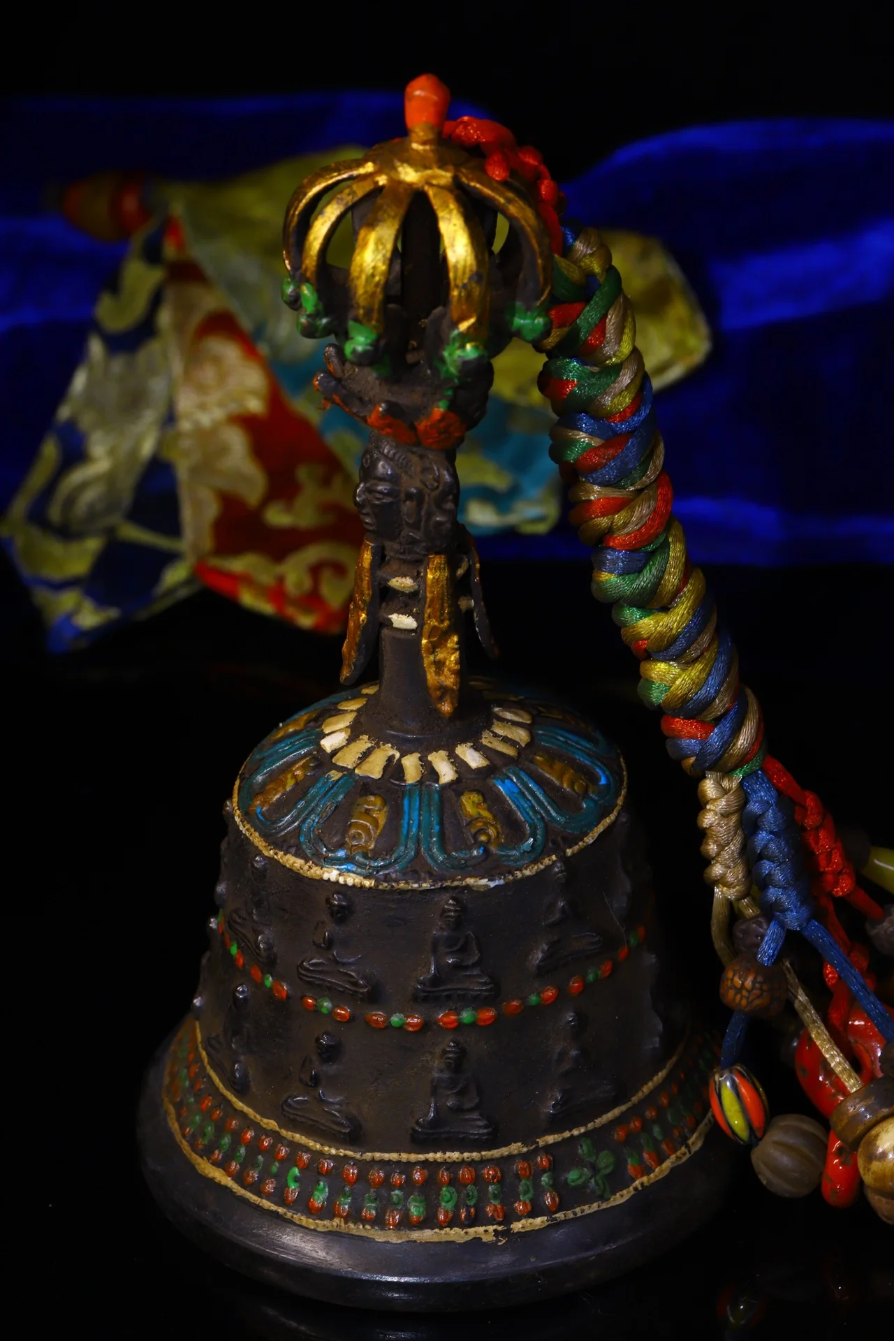 8-дюймовая коллекция тибетского храма старая бронза киноварь окрашенная тысяча