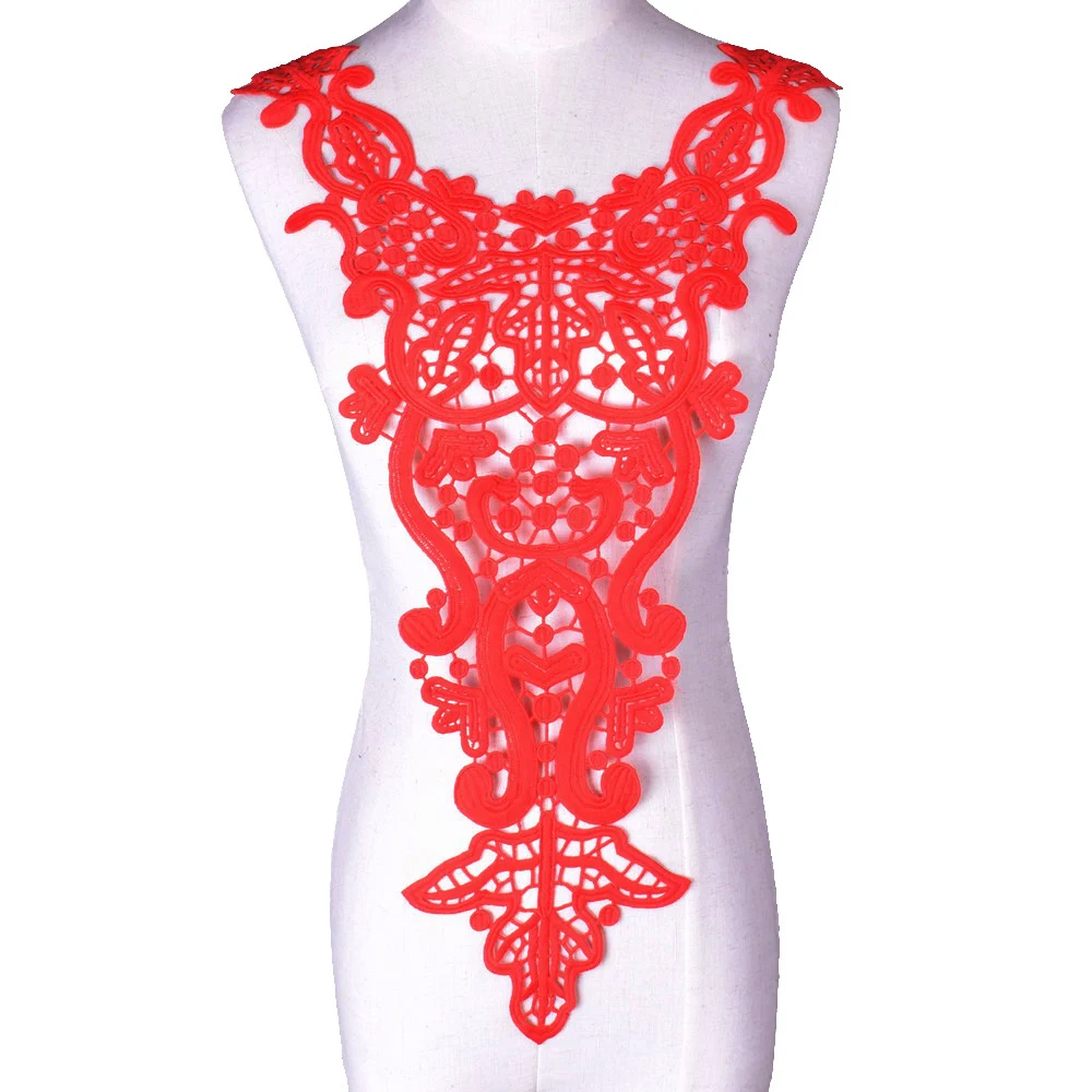 Черный белый красный Вышивка цветочные кружева декольте Воротник Ткань DIY ткани