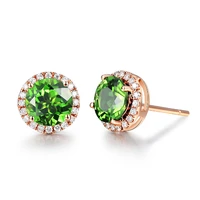 round earrings 925 silver jewelry with emerald zircon gemstone stud earrings for women wedding party fashion ornament wholesale