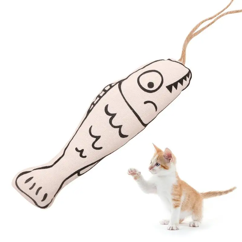 

Cat Toy Fish Interactive Kitten Catnip Toy For Kitten Pets Chew Bite Supplies With Rope Hanging For Indoor Cats Pet Supplies