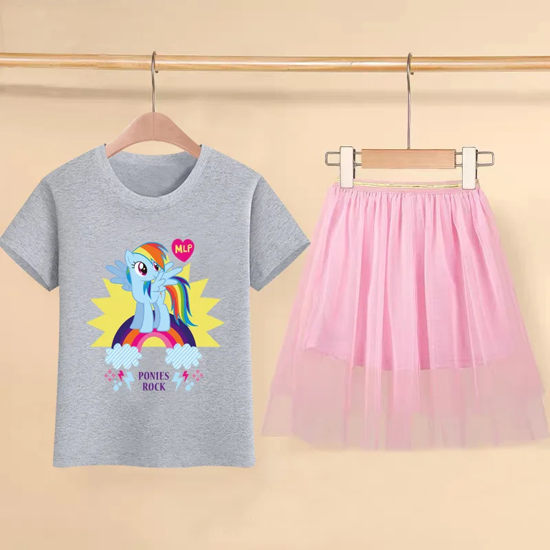 

Unicorn Pony Girls Clothing Sets Summer New Style Baby Girls Clothes short Sleeve T-Shirt+Pant Dress 2Pcs Children Clothes Suits