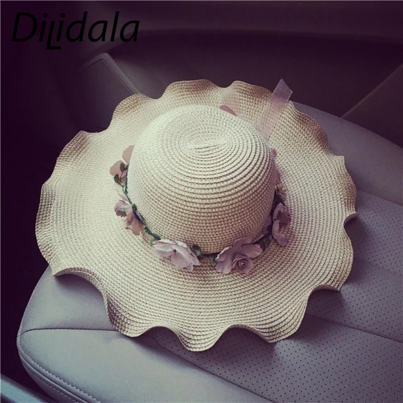 Dilidala волнистое покрытие Солнцезащитная женская соломенная шляпа для женщин