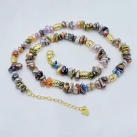 colorful necklaces natural pearl irregular baroque necklaces rainbow 18k gold plated accessories chokers womens necklaces