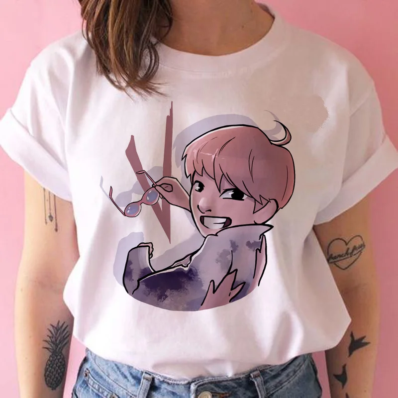Женская Футболка Kpop в Корейском стиле Bangtan Boys женская футболка оверсайз Ulzzang Harajuku